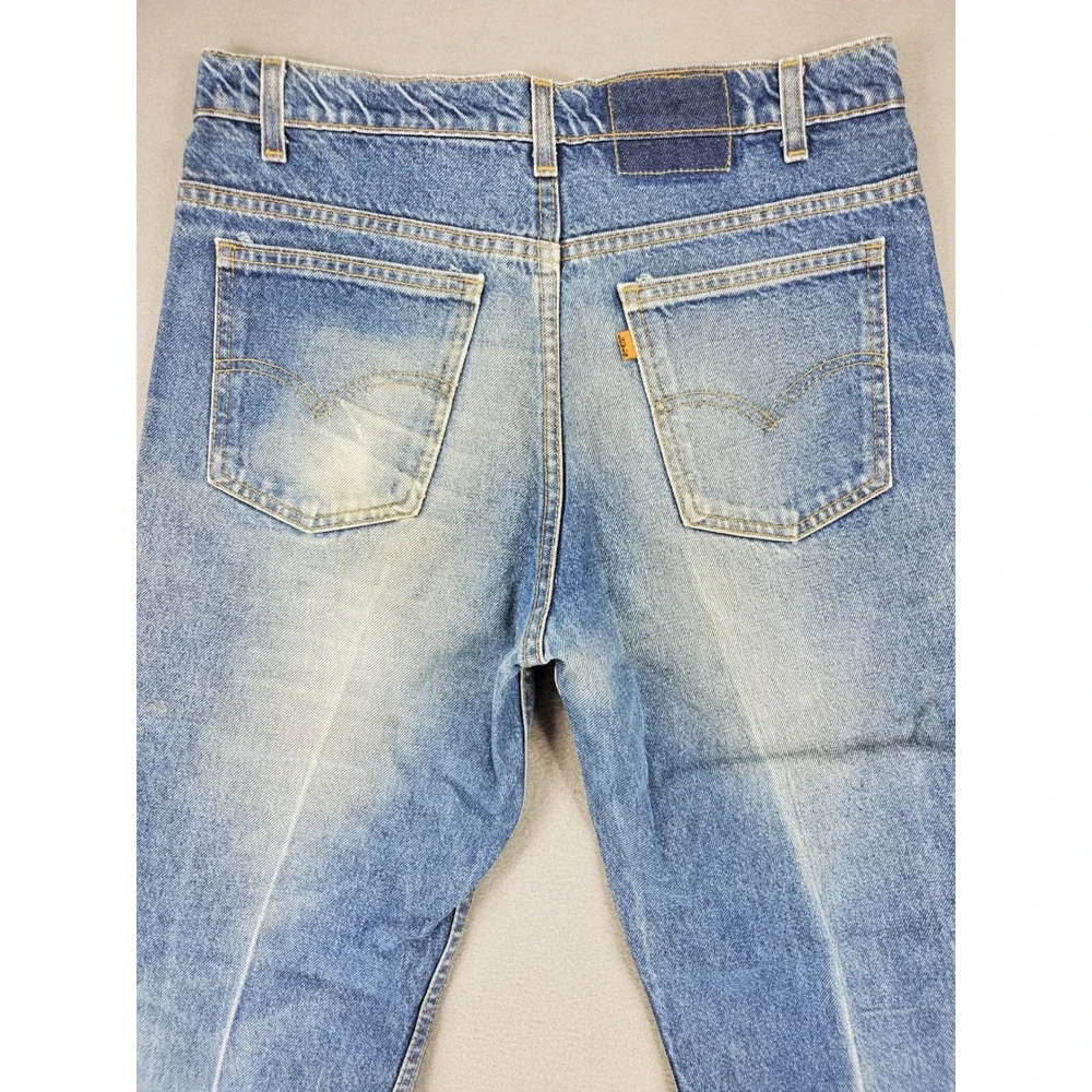 Levi's 517 Bootcut Jeans Men 36 Blue Vintage Orange Tab Made in USA Raw Hem 90s